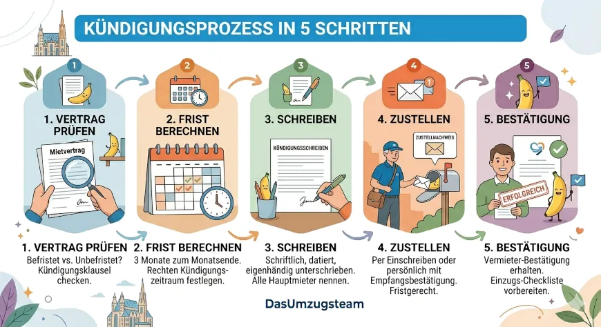 Mietwohnung kündigen in Wien - Infografik Ablauf